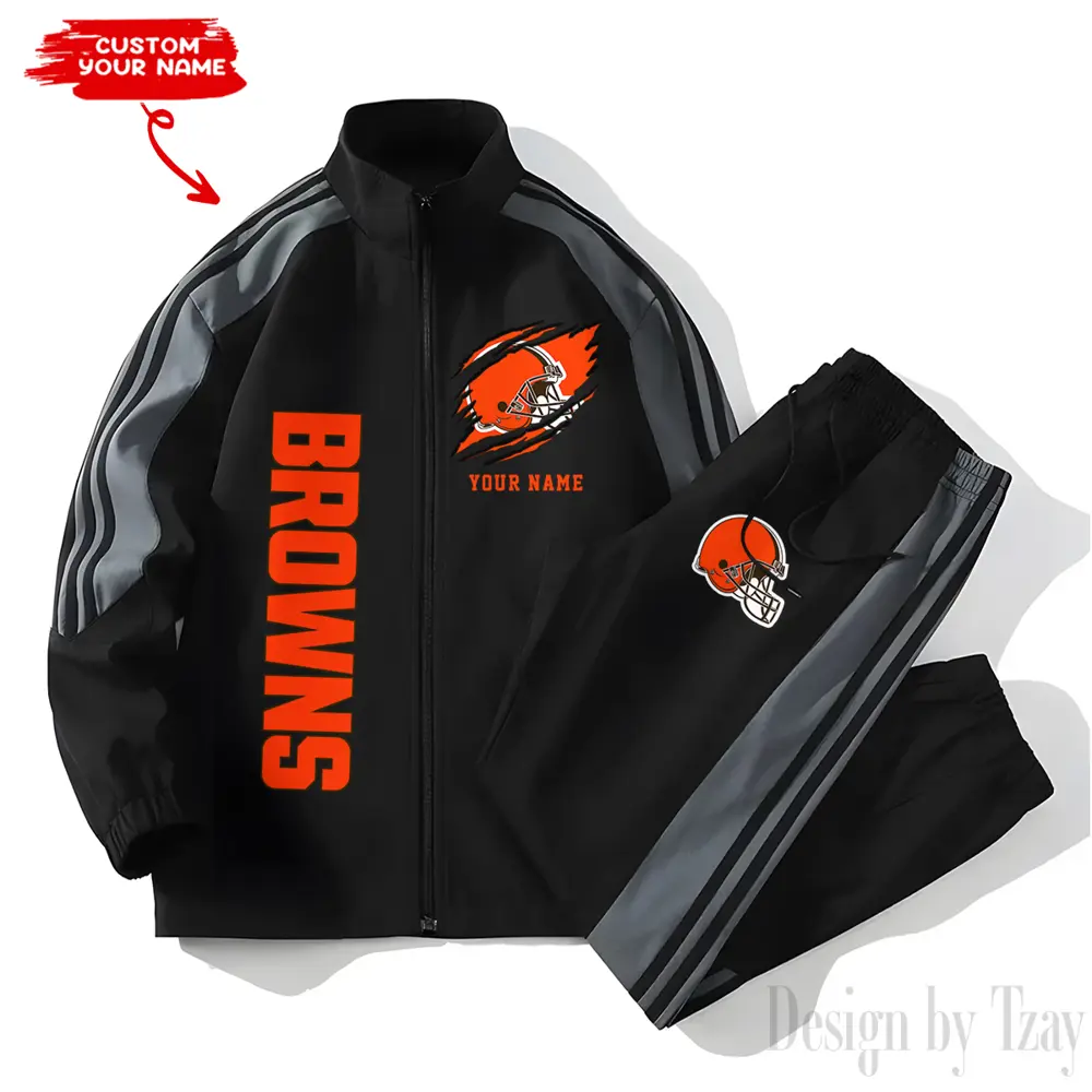 Cleveland Browns NFL New Style Versatile Sports Set Jacket And Pants