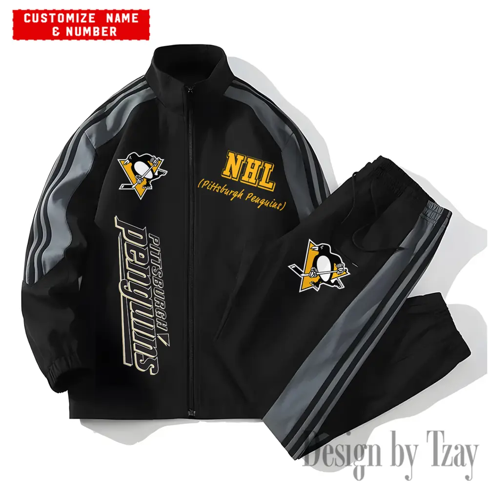 Pittsburgh Penguins NHL New Style Versatile Sports Set Jacket And Pants