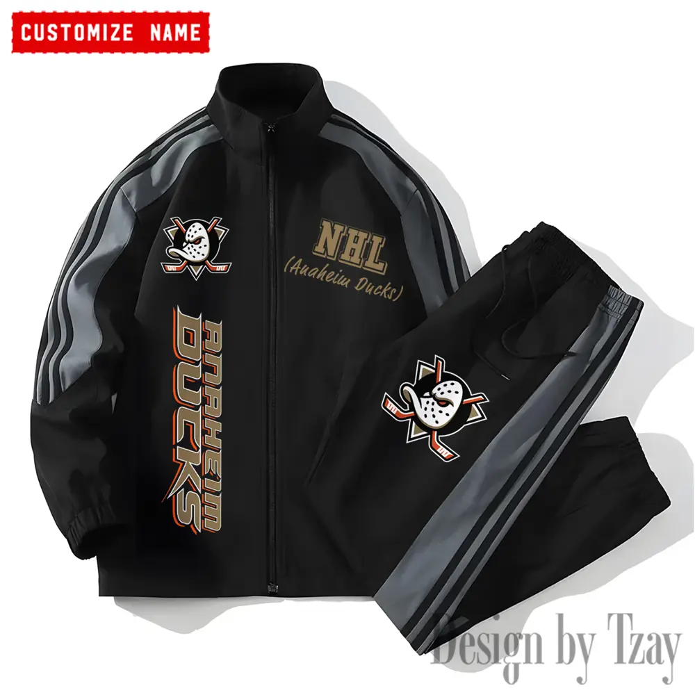 Anaheim Ducks NHL New Style Versatile Sports Set Jacket And Pants