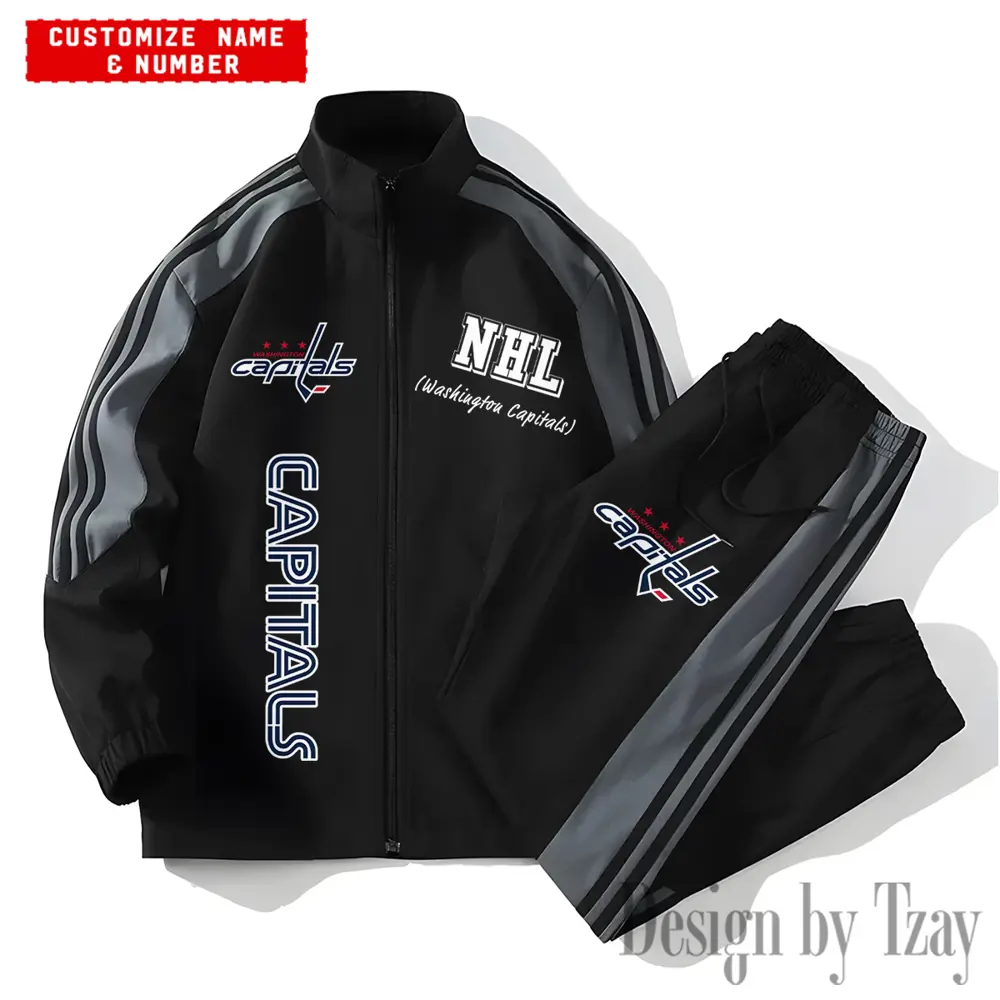 Washington Capitals NHL New Style Versatile Sports Set Jacket And Pants