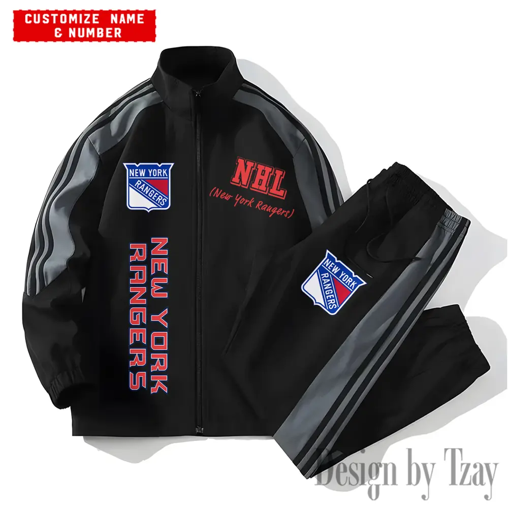New York Rangers NHL New Style Versatile Sports Set Jacket And Pants