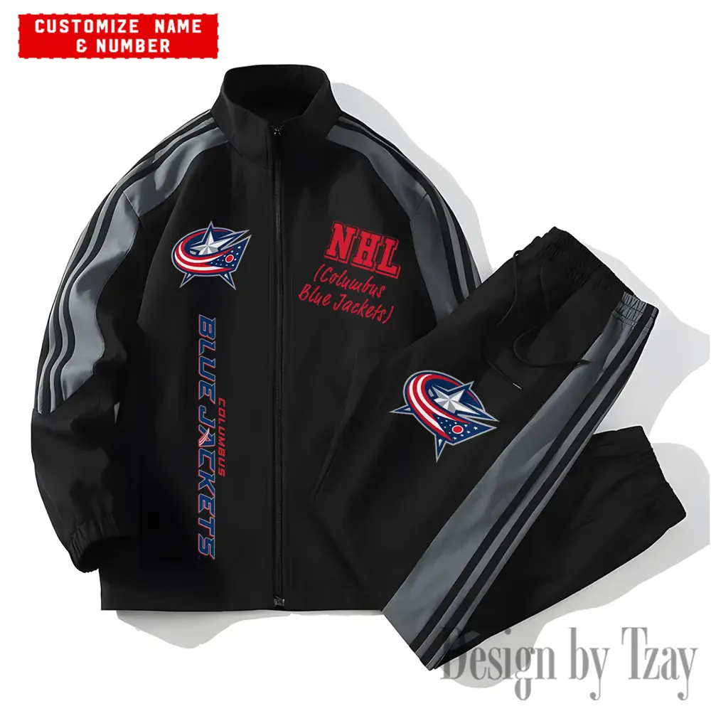 Columbus Blue Jackets NHL New Style Versatile Sports Set Jacket And Pants
