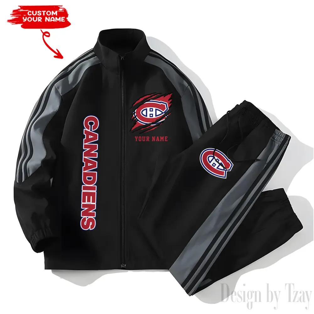 Montreal Canadiens NHL New Style Versatile Sports Set Jacket And Pants