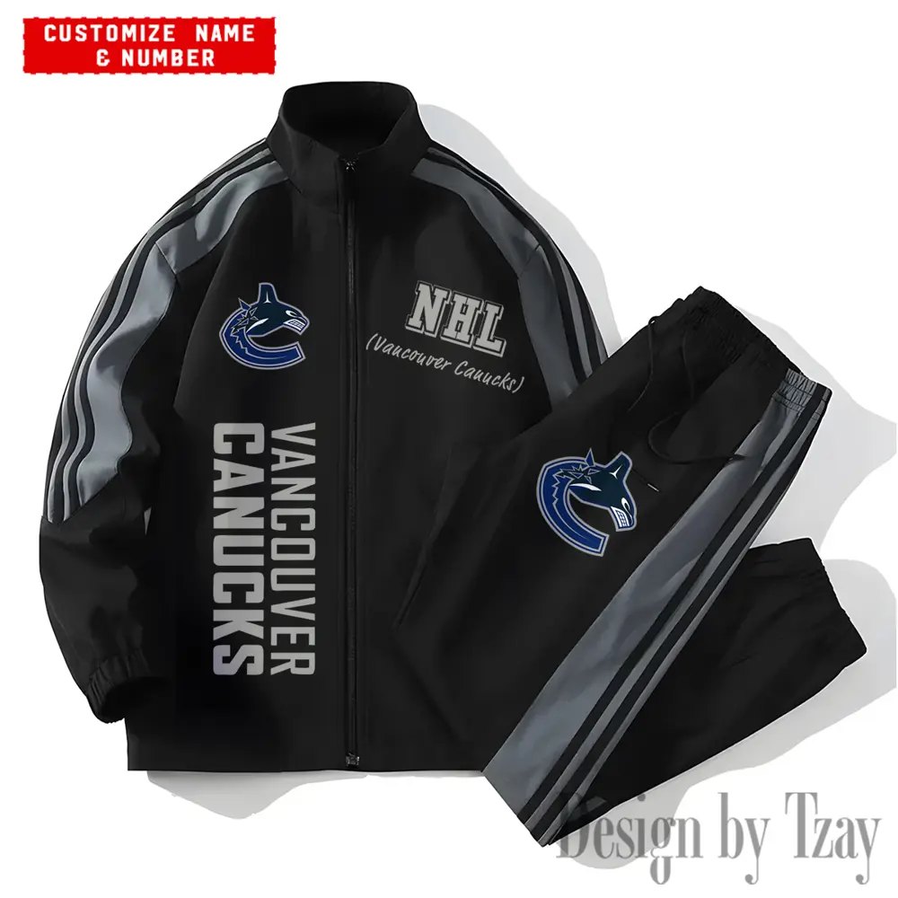 Vancouver Canucks NHL New Style Versatile Sports Set Jacket And Pants