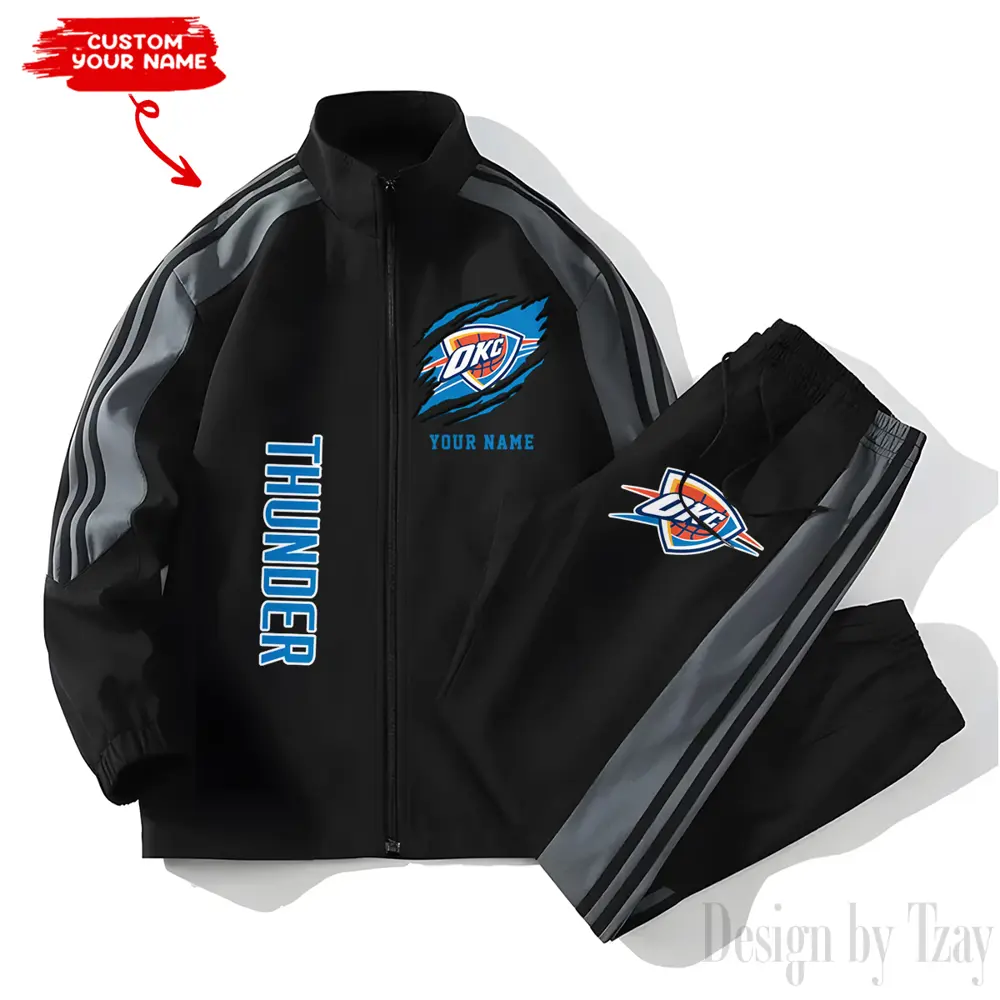 Oklahoma City Thunder NBA New Style Versatile Sports Set Jacket And Pants