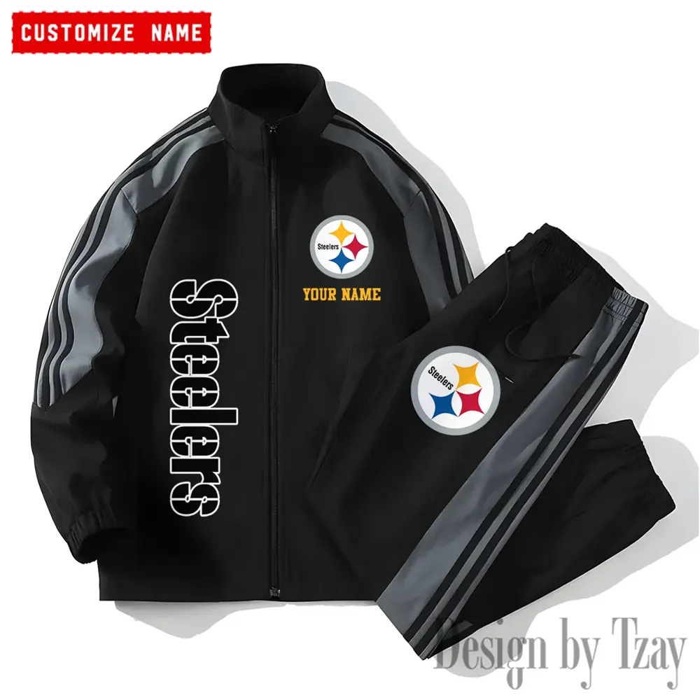 Pittsburgh Steelers NFL New Style Versatile Sports Set Jacket And Pants