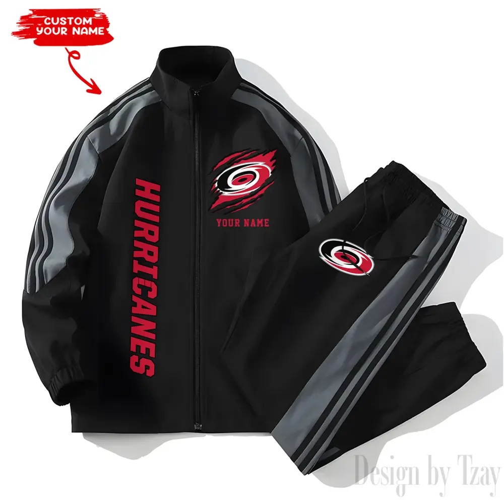 Carolina Hurricanes NHL New Style Versatile Sports Set Jacket And Pants