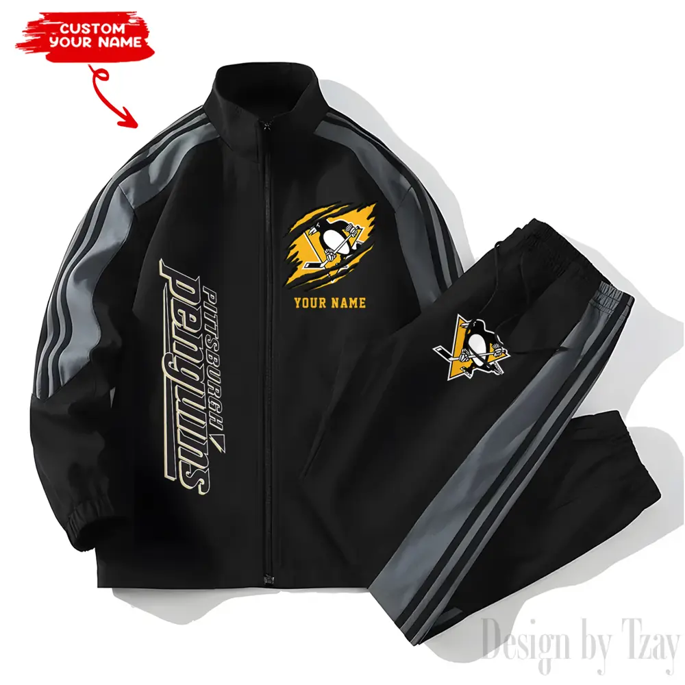 Pittsburgh Penguins NHL New Style Versatile Sports Set Jacket And Pants