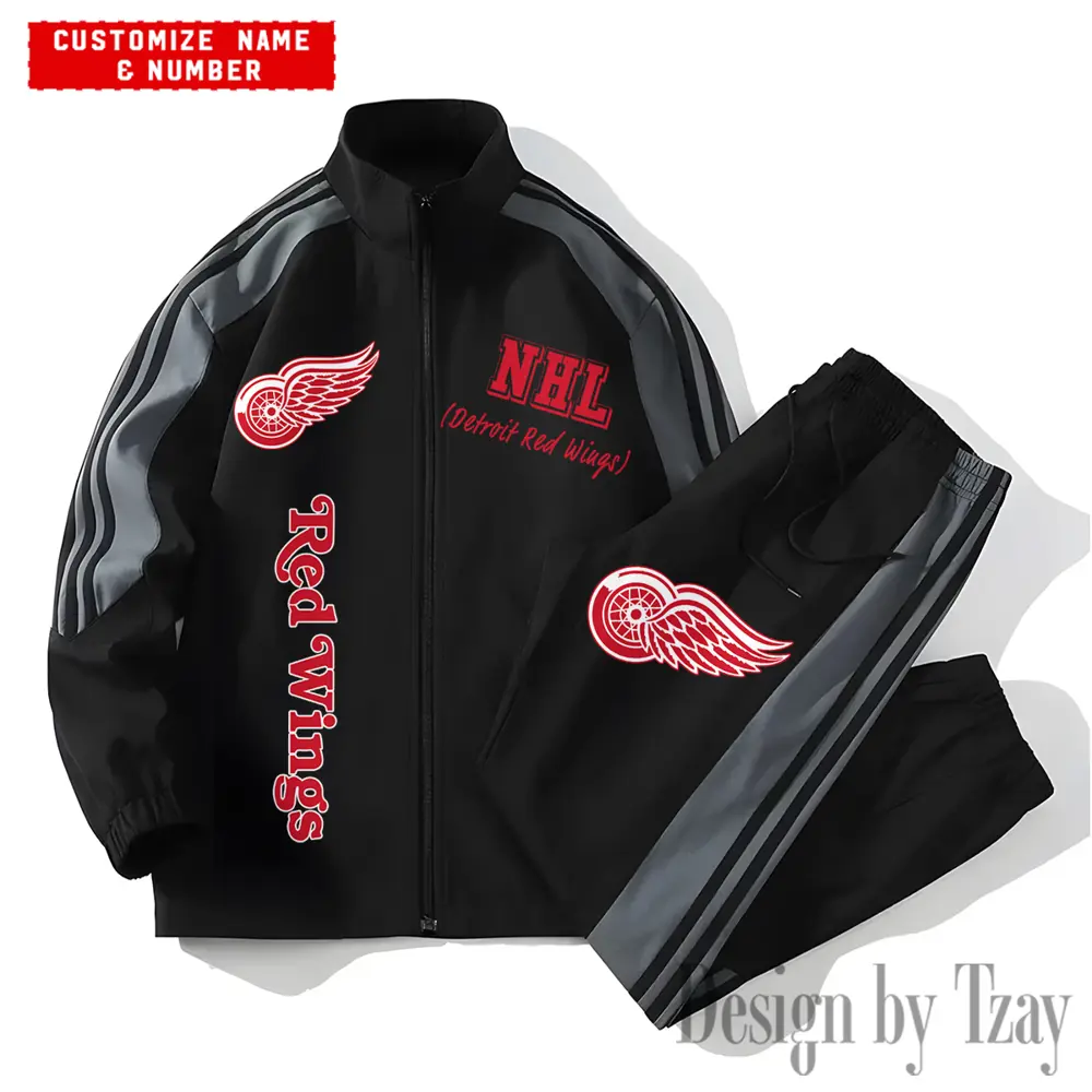 Detroit Red Wings NHL New Style Versatile Sports Set Jacket And Pants