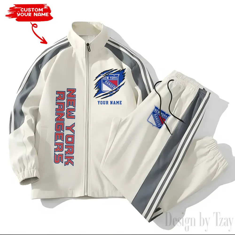 New York Rangers NHL New Style Versatile Sports Set Jacket And Pants
