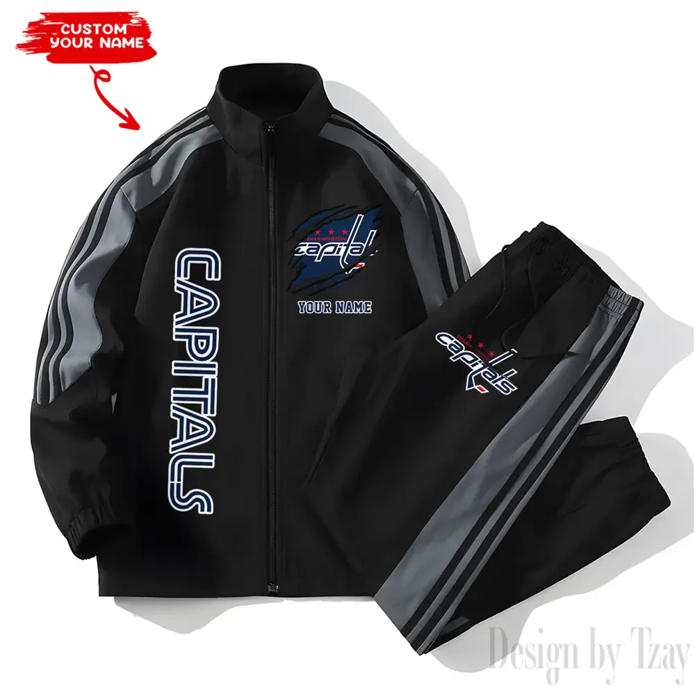 Washington Capitals NHL New Style Versatile Sports Set Jacket And Pants