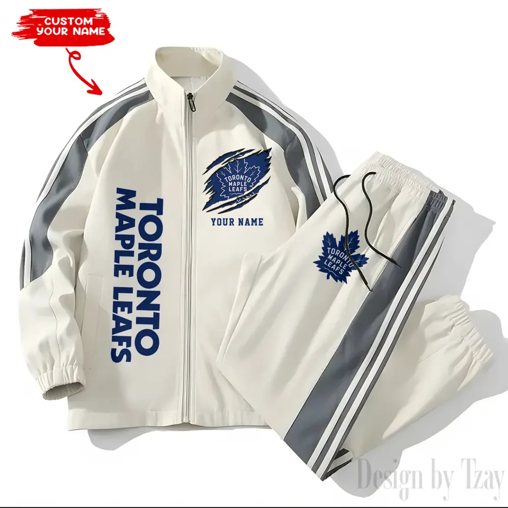 Toronto Maple Leafs NHL New Style Versatile Sports Set Jacket And Pants