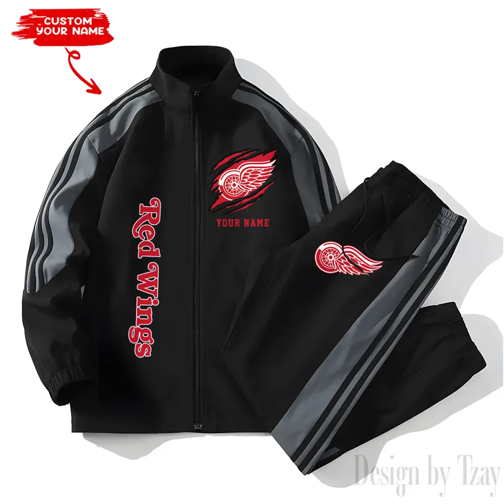 Detroit Red Wings NHL New Style Versatile Sports Set Jacket And Pants
