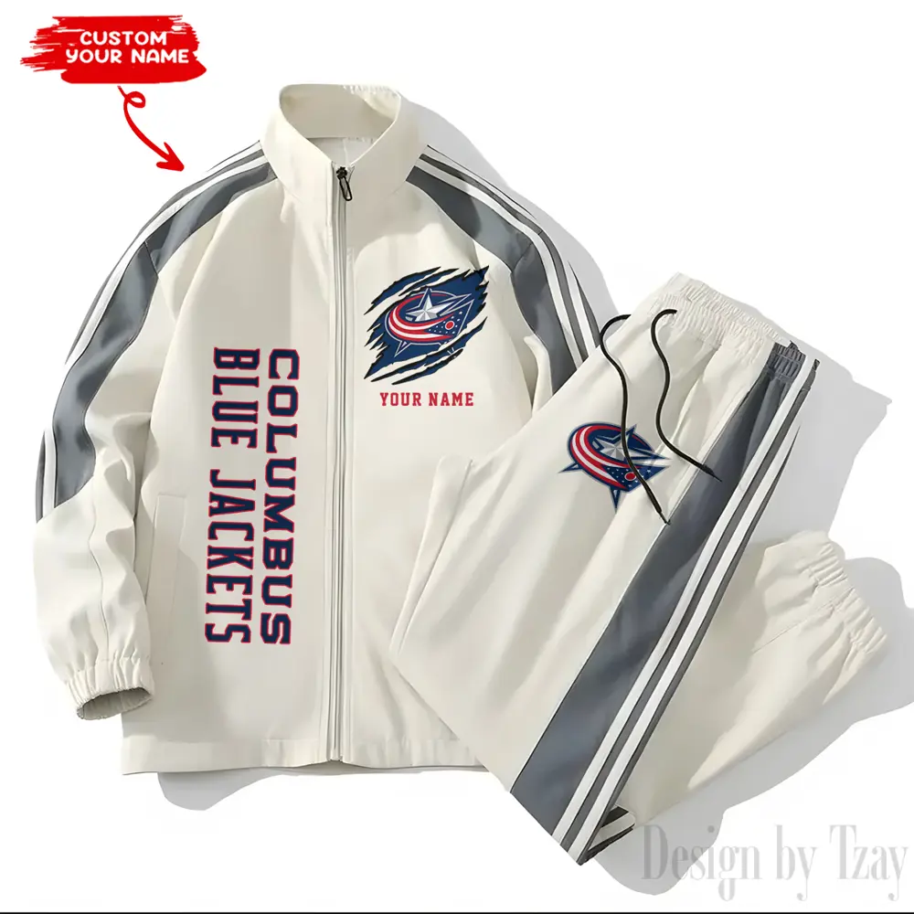 Columbus Blue Jackets NHL New Style Versatile Sports Set Jacket And Pants
