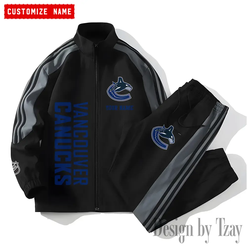 Vancouver Canucks NHL New Style Versatile Sports Set Jacket And Pants