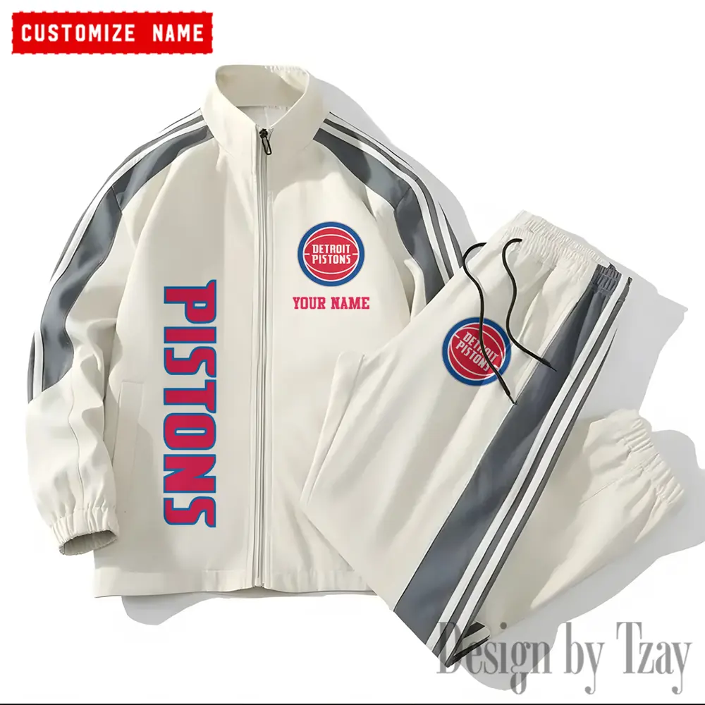 Detroit Pistons NBA New Style Versatile Sports Set Jacket And Pants
