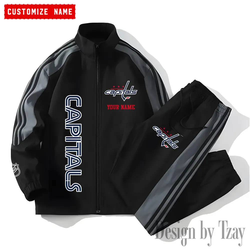 Washington Capitals NHL New Style Versatile Sports Set Jacket And Pants