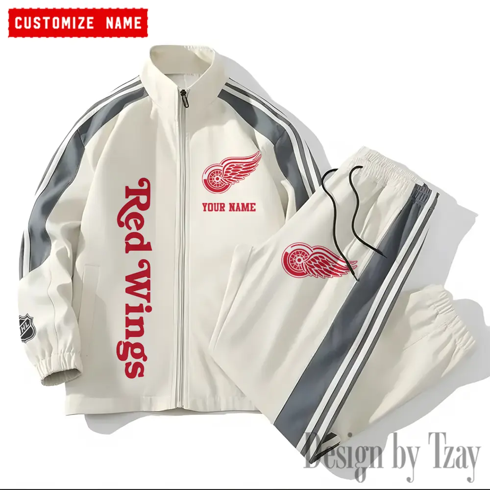 Detroit Red Wings NHL New Style Versatile Sports Set Jacket And Pants