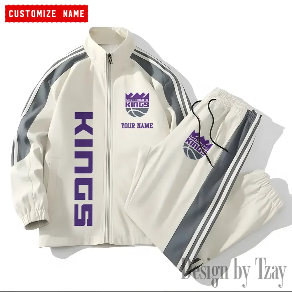 Sacramento Kings NBA New Style Versatile Sports Set Jacket And Pants