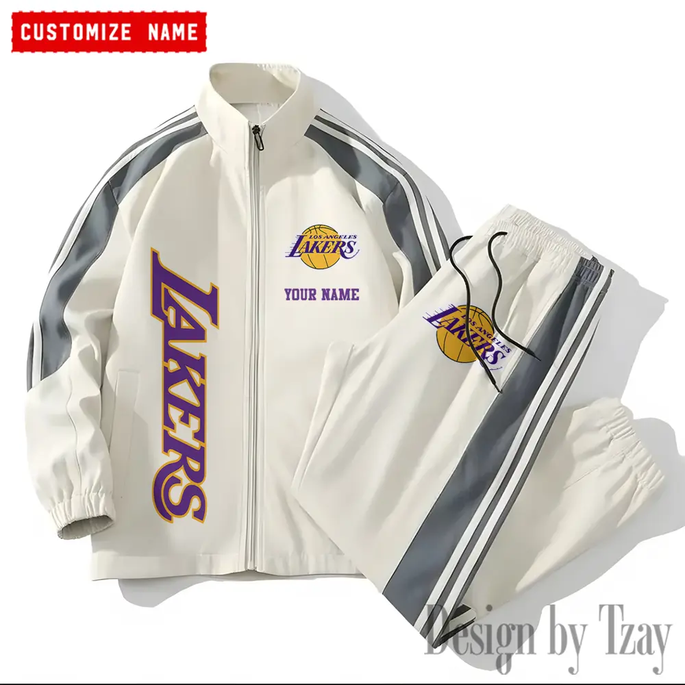 Los Angeles Lakers NBA New Style Versatile Sports Set Jacket And Pants