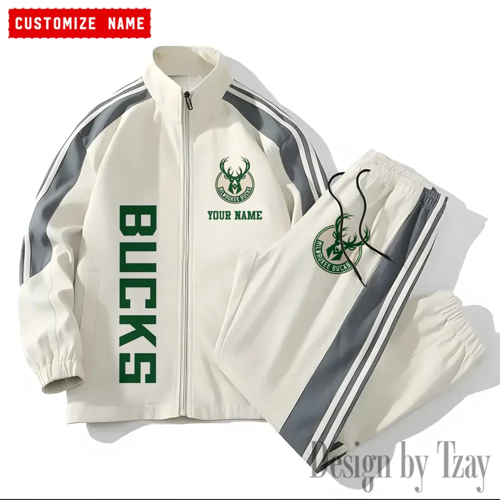 Milwaukee Bucks NBA New Style Versatile Sports Set Jacket And Pants