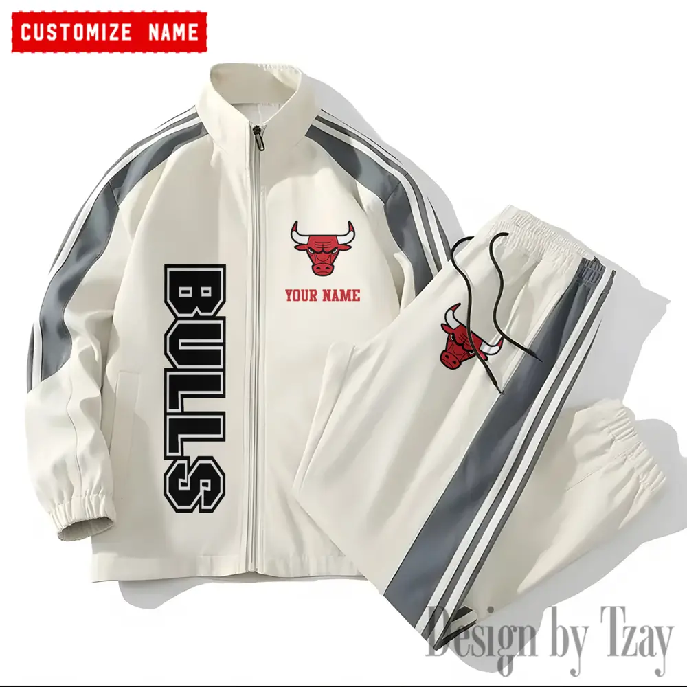 Chicago Bulls NBA New Style Versatile Sports Set Jacket And Pants