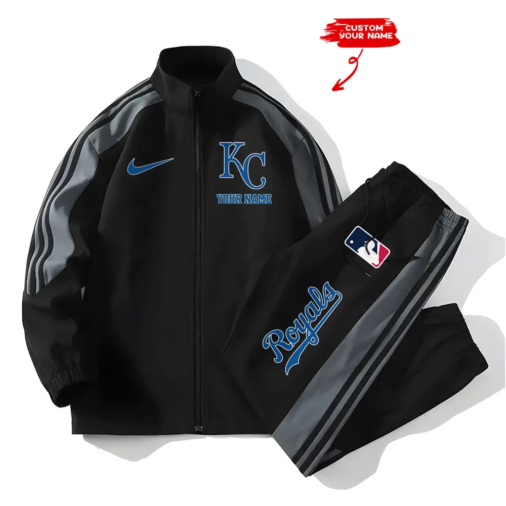 Kansas City Royals MLB New Style Versatile Sports Set Jacket And Pants