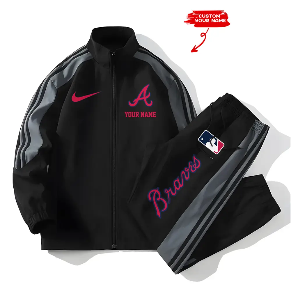 Atlanta Braves MLB New Style Versatile Sports Set Jacket And Pants