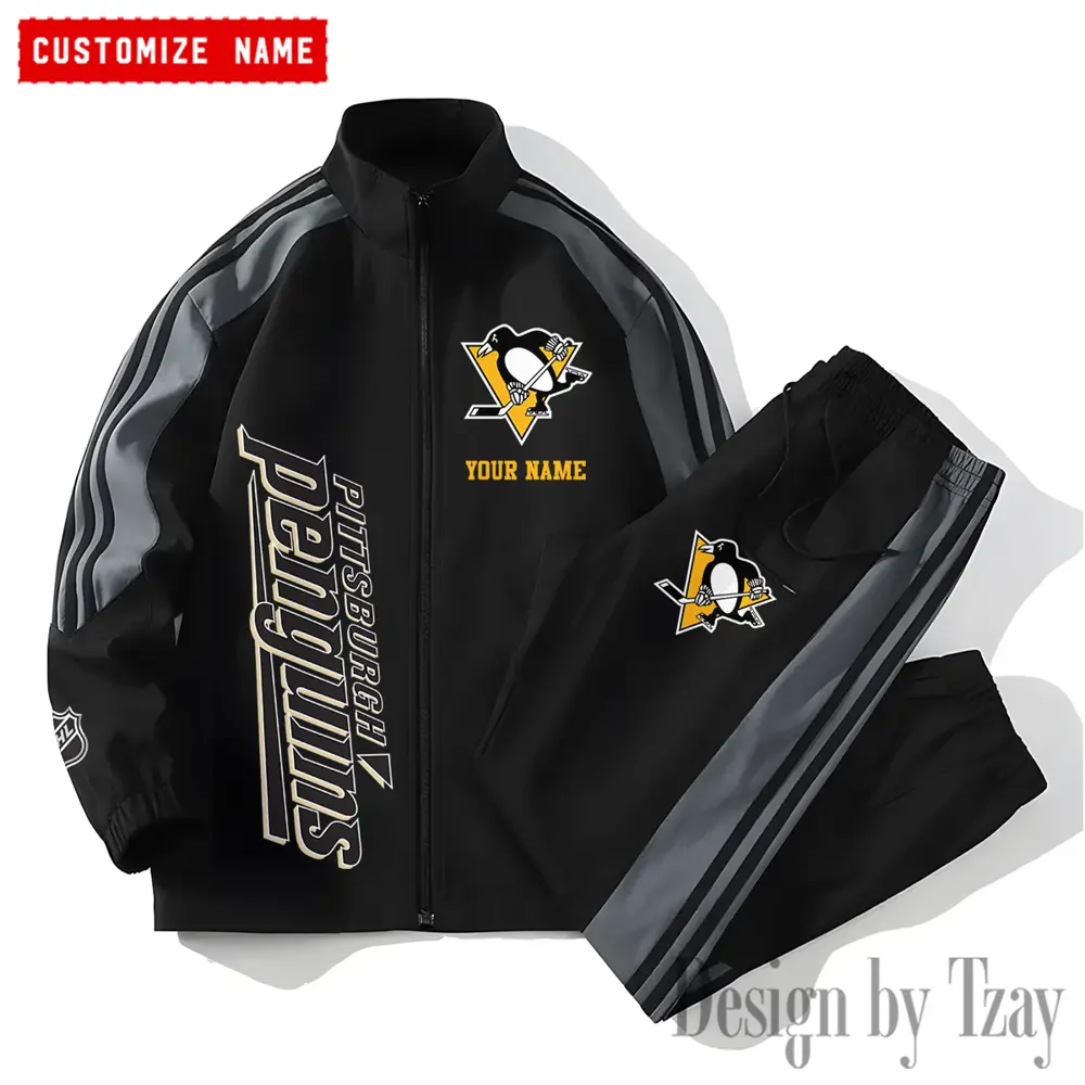 Pittsburgh Penguins NHL New Style Versatile Sports Set Jacket And Pants
