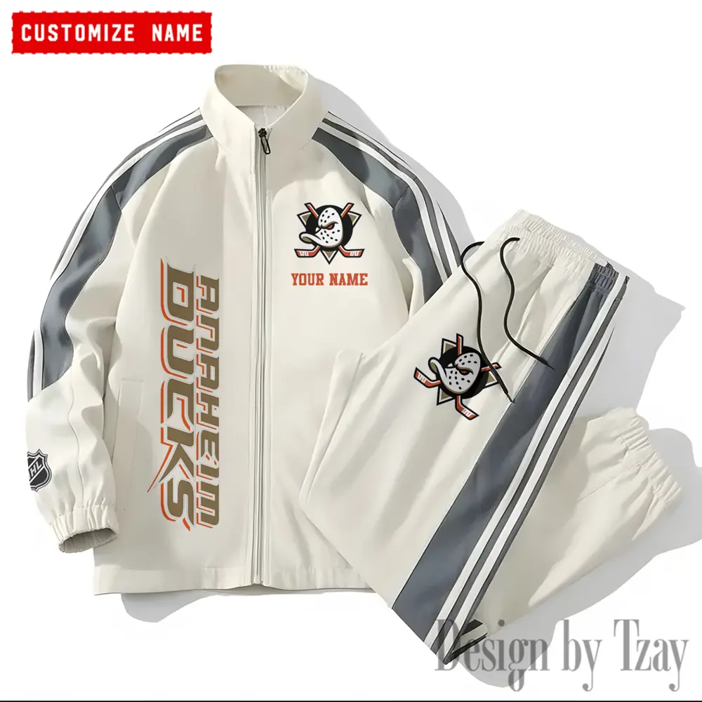 Anaheim Ducks NHL New Style Versatile Sports Set Jacket And Pants