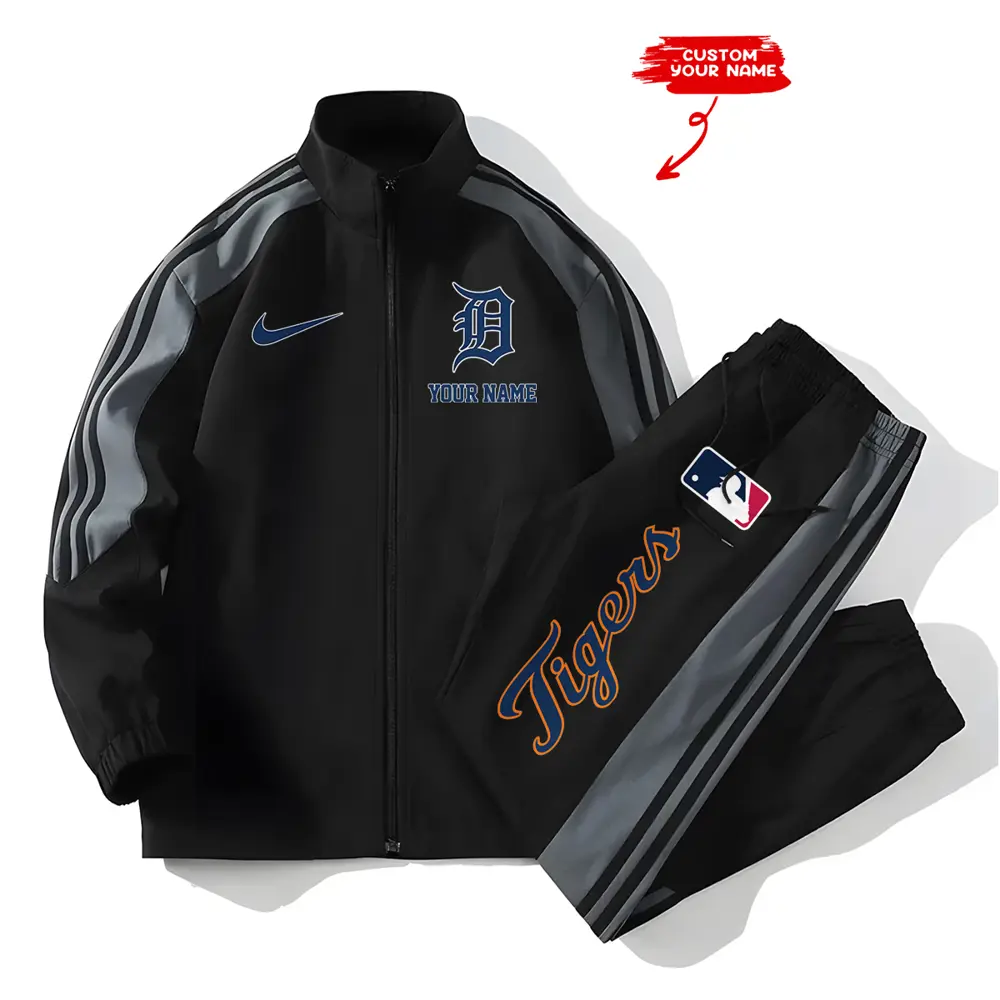 Detroit Tigers MLB New Style Versatile Sports Set Jacket And Pants