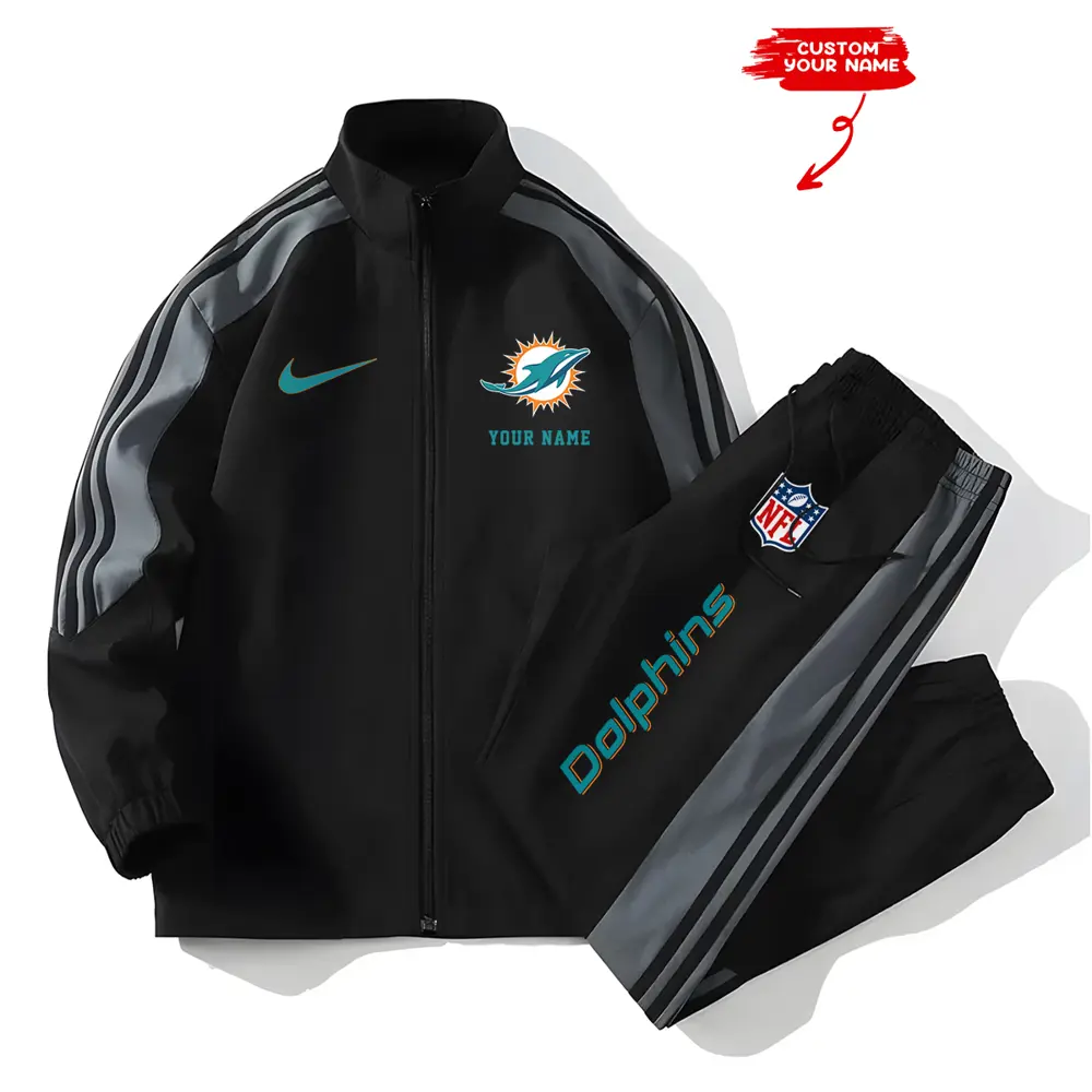 Miami Dolphins New Style Versatile Sports Set Jacket And Pants