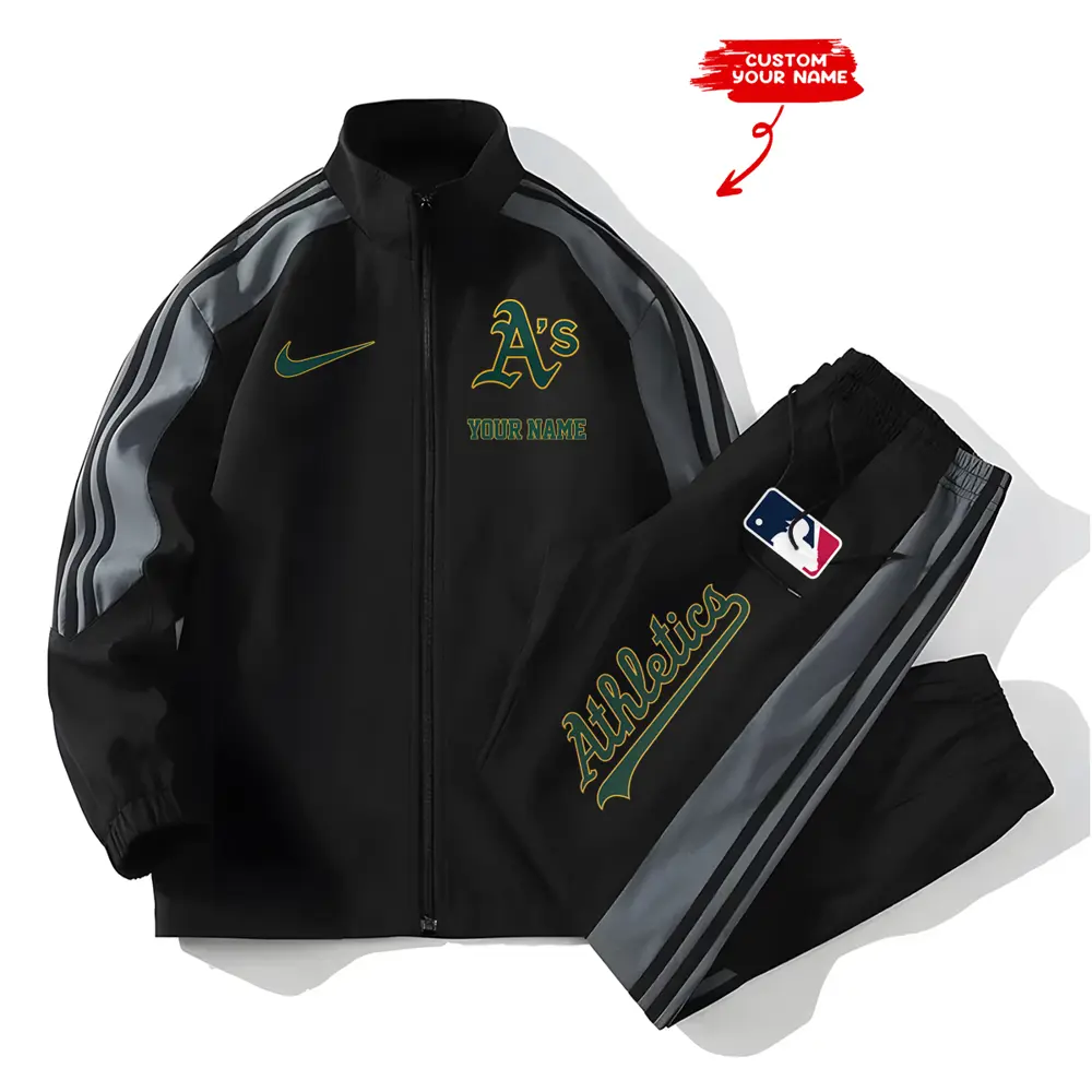 Oakland Athletics MLB New Style Versatile Sports Set Jacket And Pants