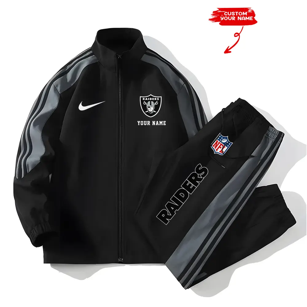 Las Vegas Raiders New Style Versatile Sports Set Jacket And Pants