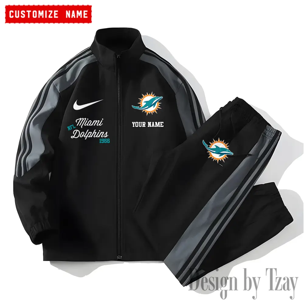 Miami Dolphins New Style Versatile Sports Set Jacket And Pants