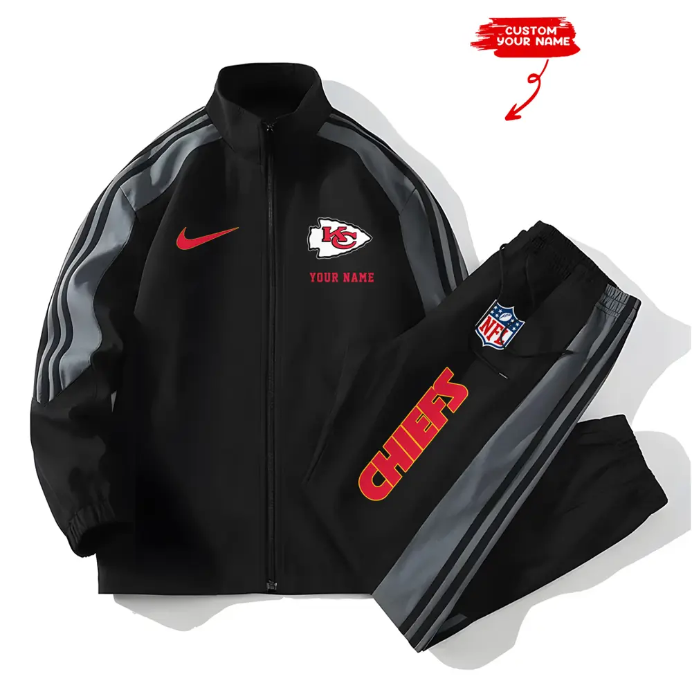 Kansas City Chiefs New Style Versatile Sports Set Jacket And Pants