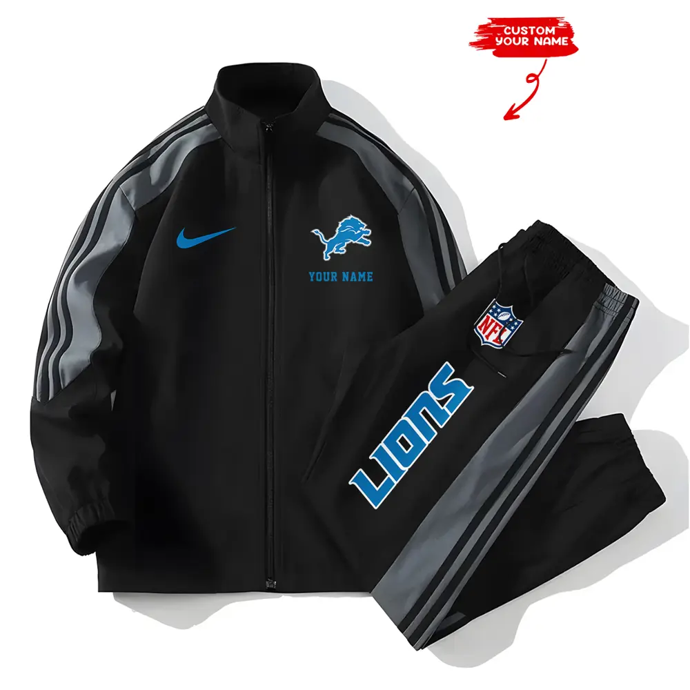 Detroit Lions New Style Versatile Sports Set Jacket And Pants