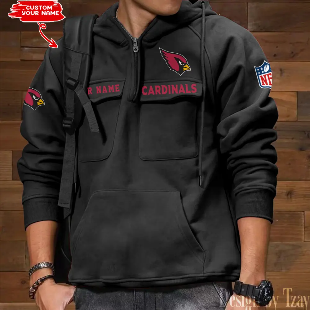 Arizona Cardinals Multi Pocket Zipper Retro Hoodie