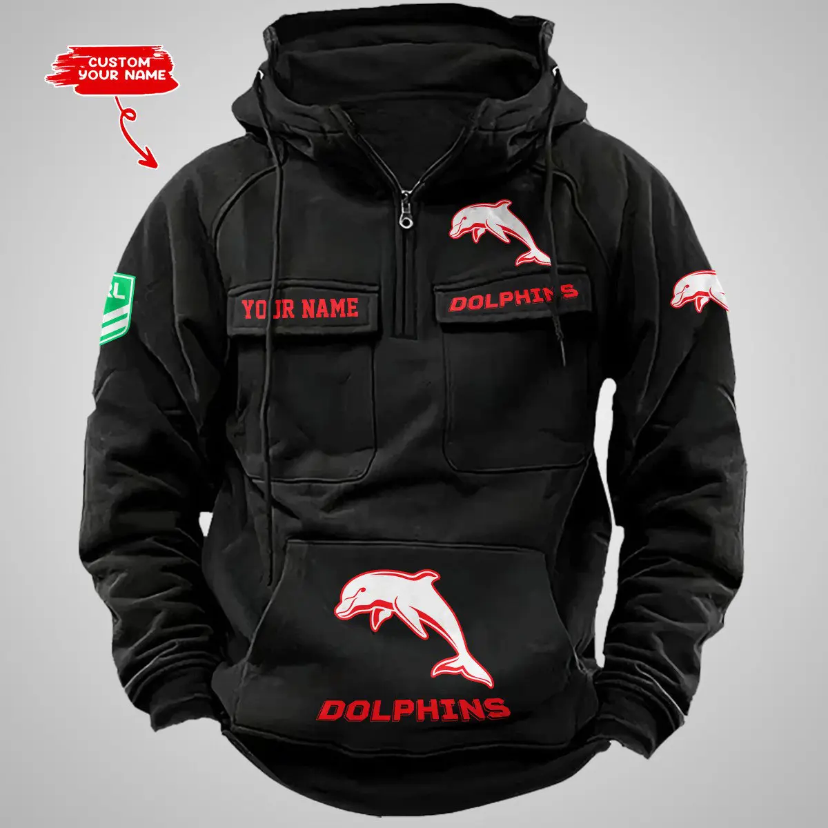 Dolphins NRL Vintage Hoodie Mens