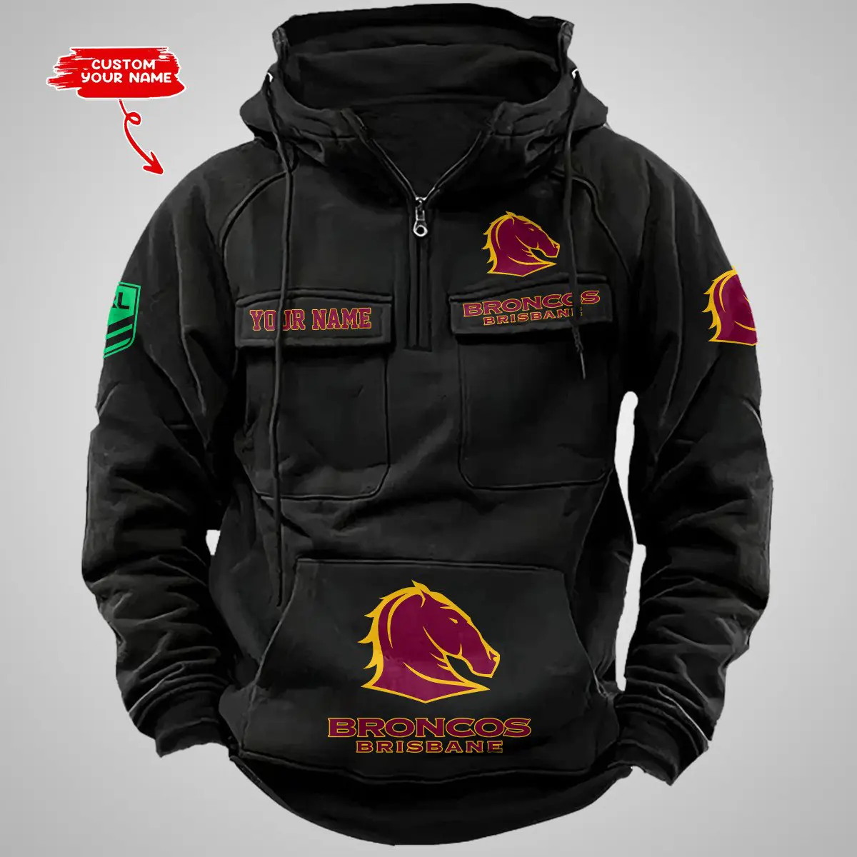 Brisbane Broncos NRL Vintage Hoodie Mens