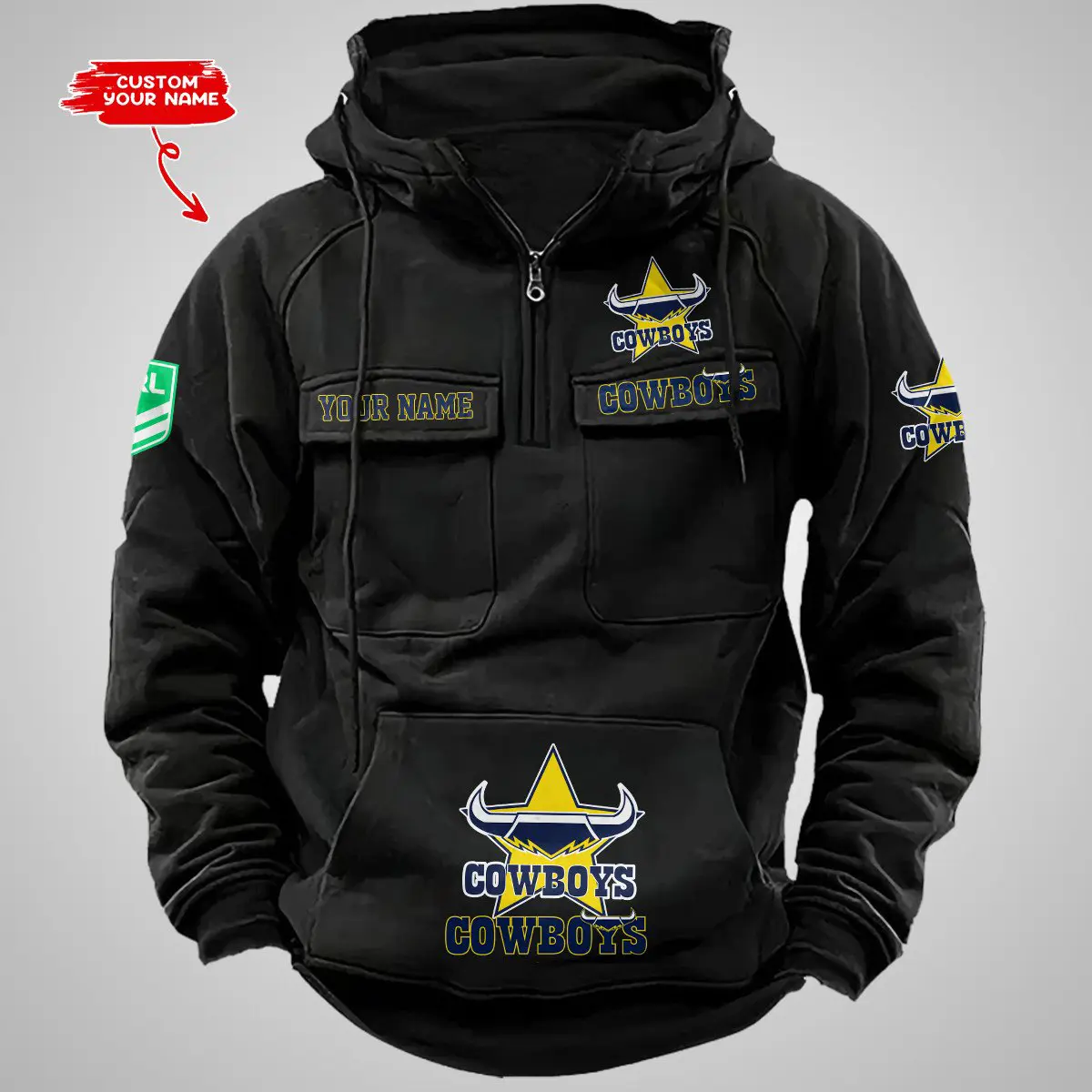 North Queensland Cowboys NRL Vintage Hoodie Mens