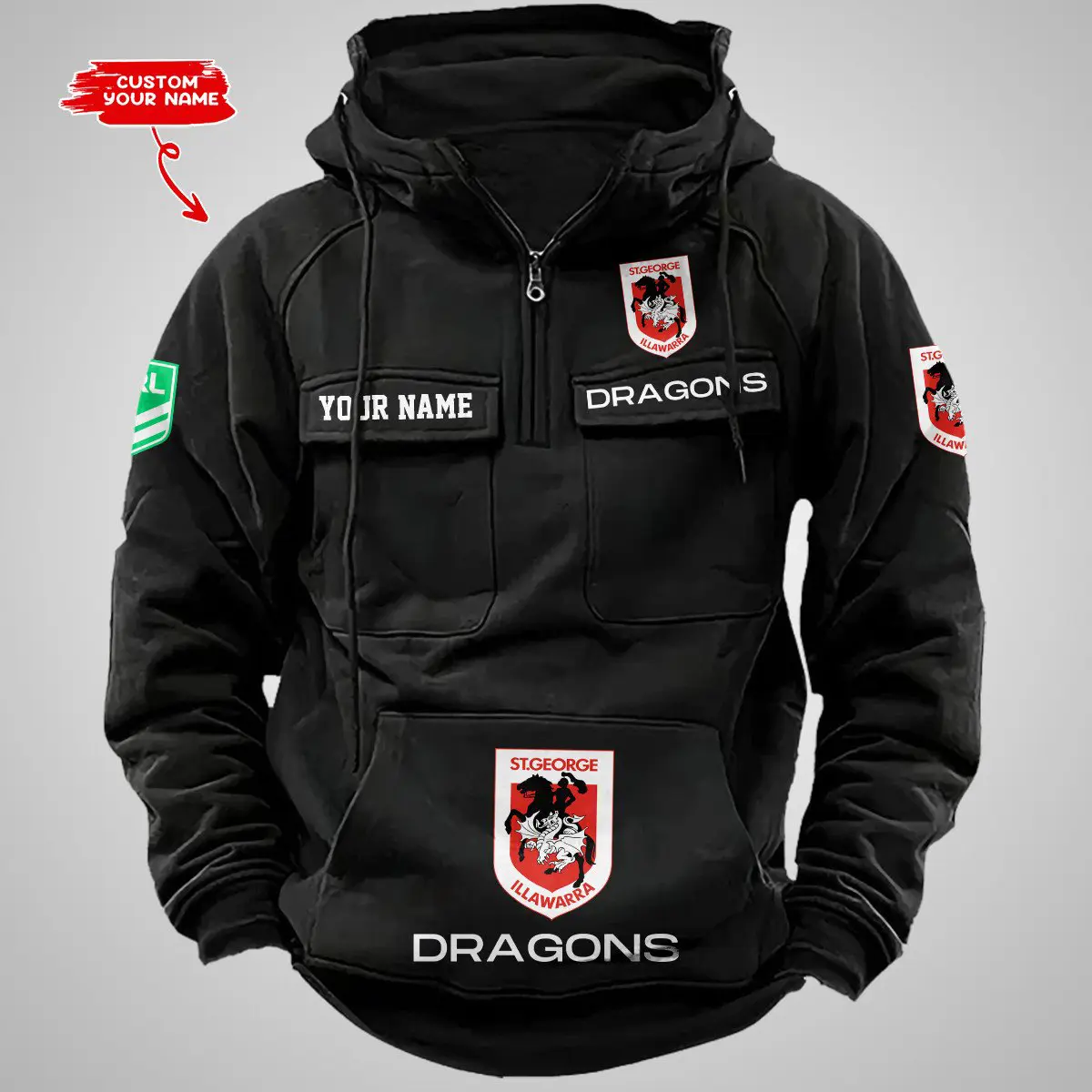 St. George Illawarra Dragons NRL Vintage Hoodie Mens