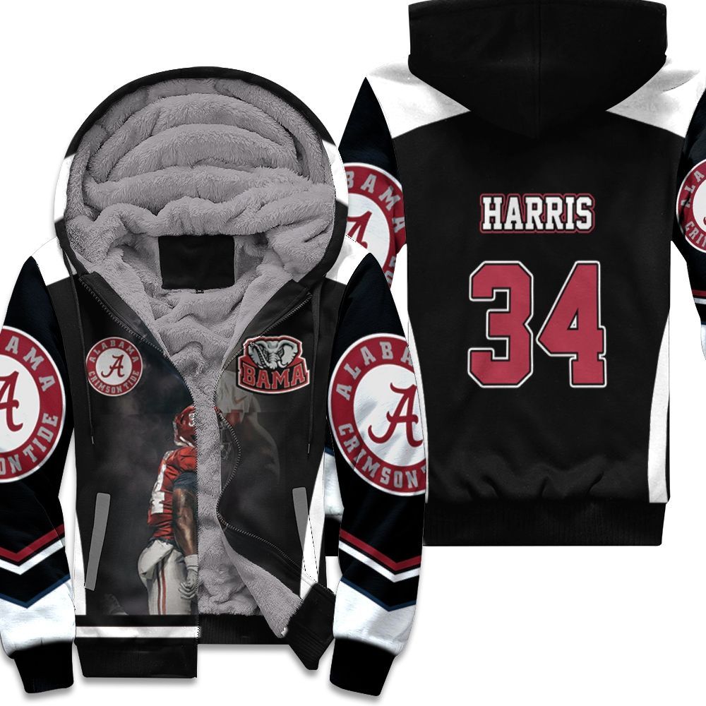Alabama Crimson Tide 34 Damien Harris Unisex Fleece Hoodie