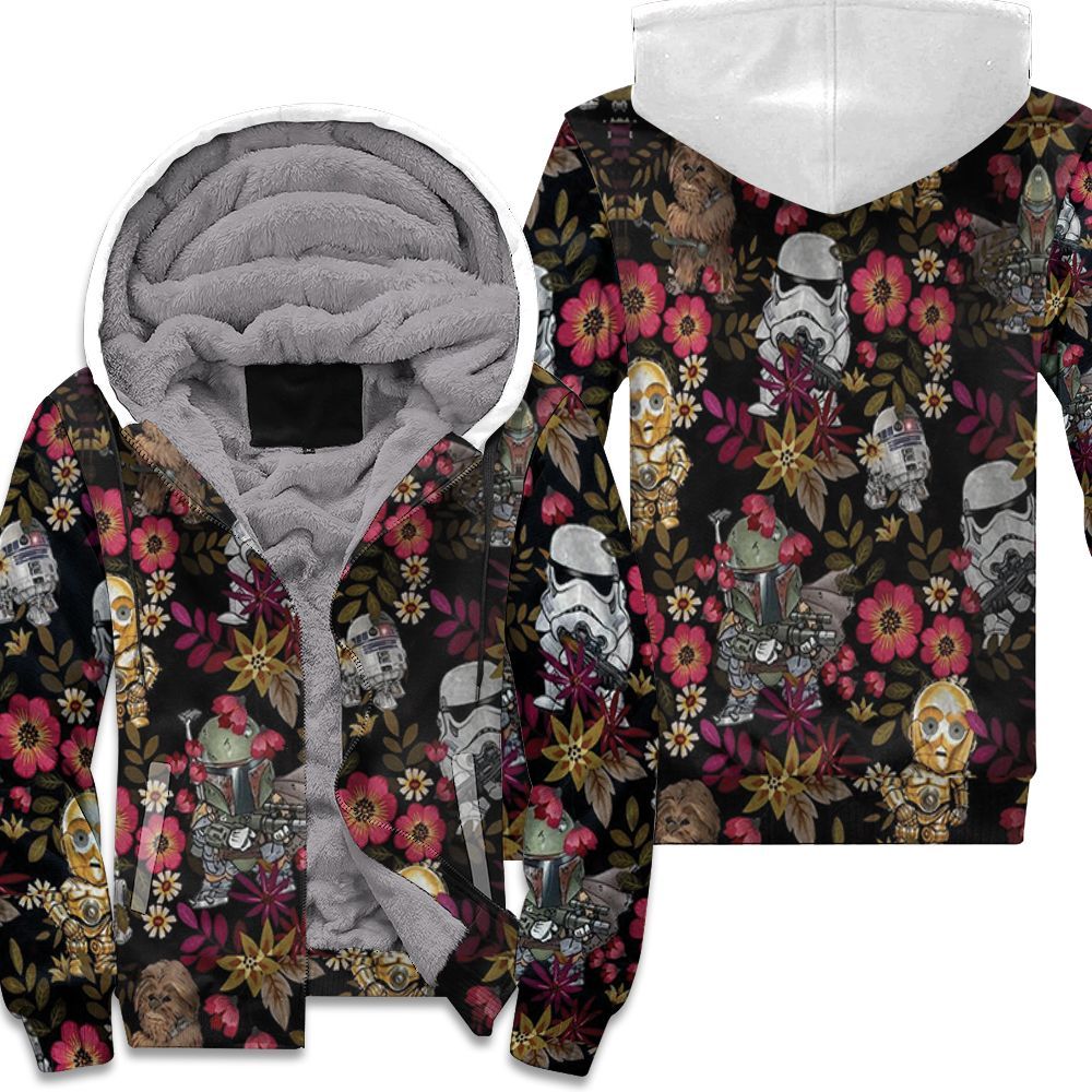 Chibi Stormtrooper & C-3PO Tropical 3D Printed Hawaii Shirt Style Unisex Fleece Hoodie