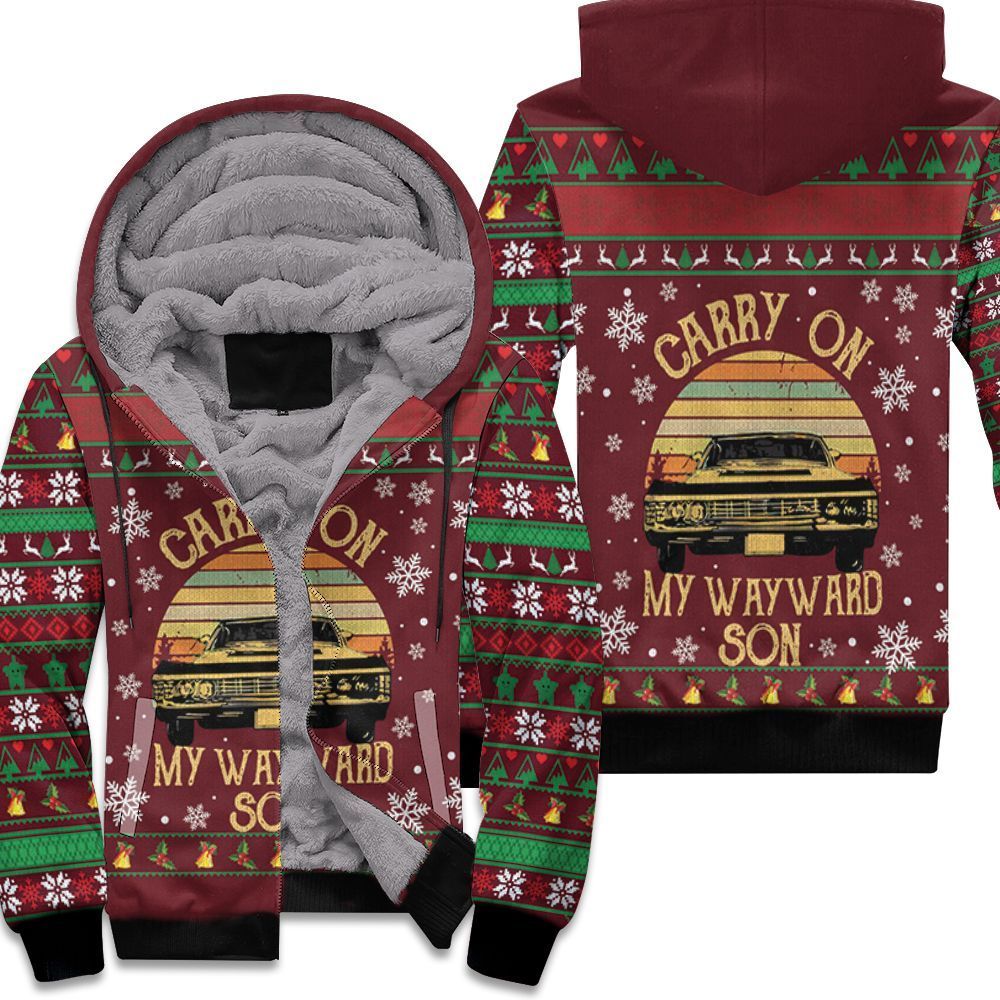 Carry On My Wayward Son Supernatural Retro Ugly Christmas 3D Unisex Fleece Hoodie