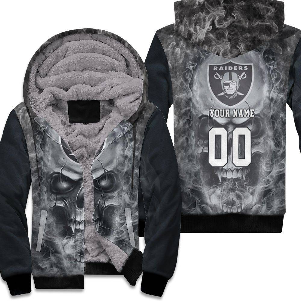 3D Skull Oakland Raiders 3D Personalized Unisex Fleece Hoodie