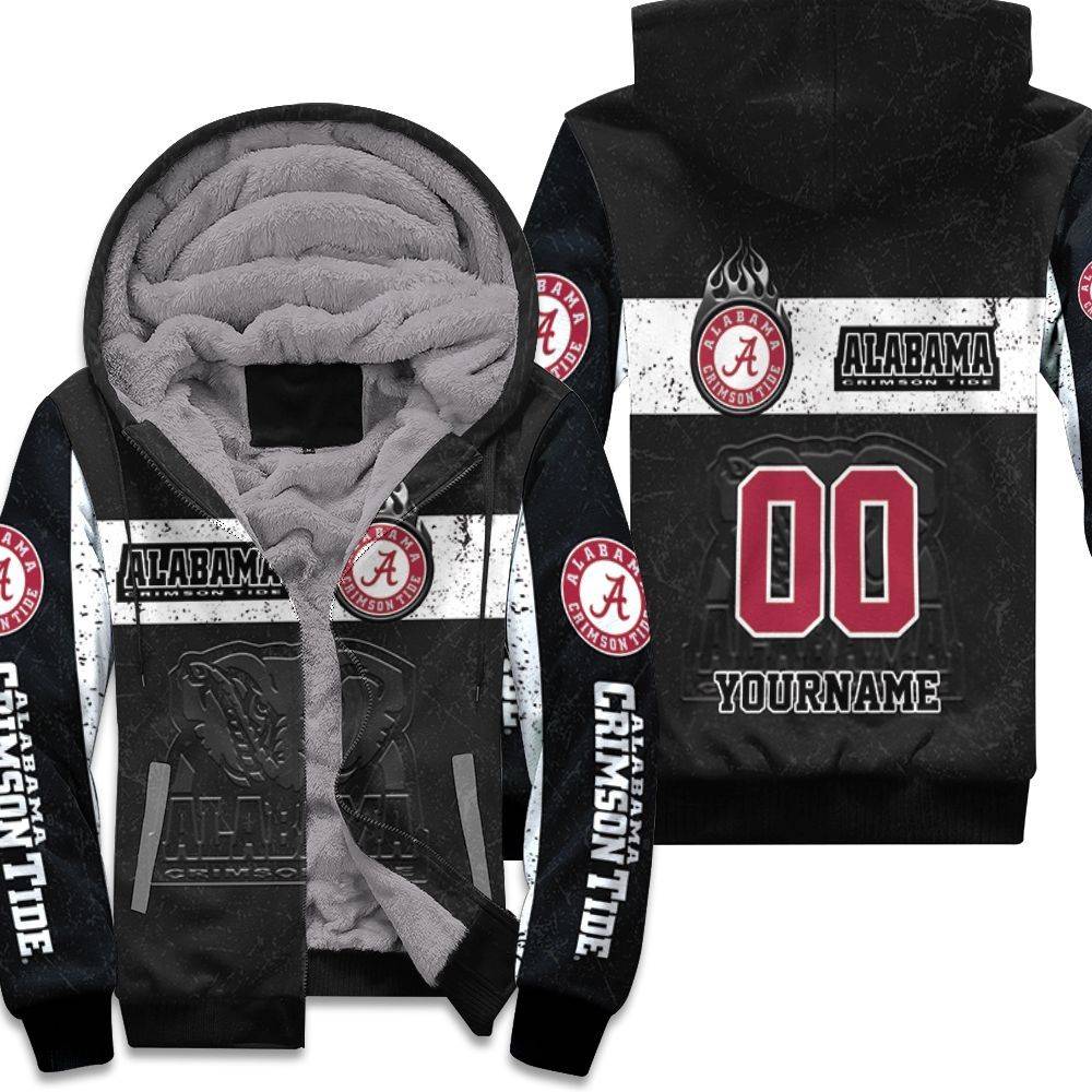 Alabama Crimson Tide Black And White Design For Fans Personalized Unisex Fleece Hoodie