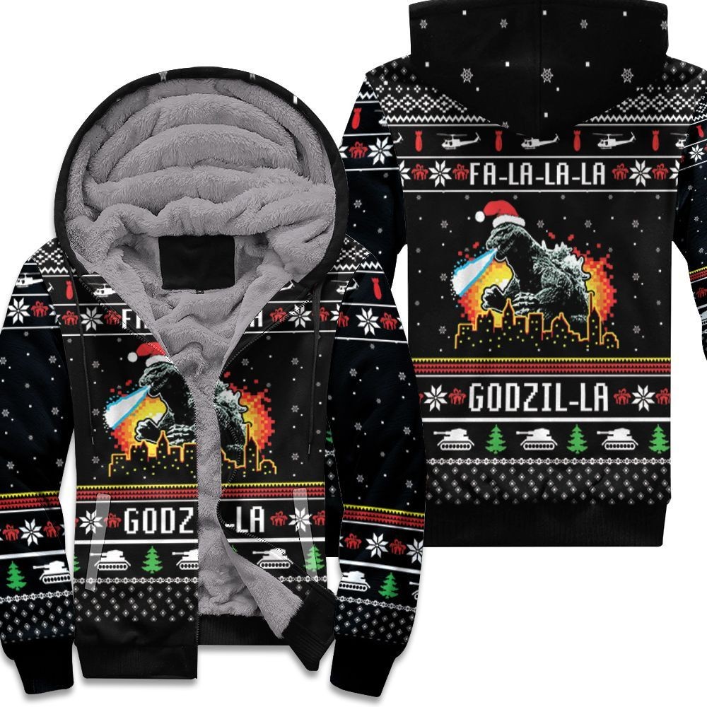Fa La La Godzi La Godzila Christmas 3D Unisex Fleece Hoodie