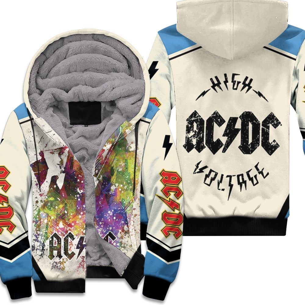 Acdc In Color Aged Pixel Paint Drop Unisex Fleece Hoodie