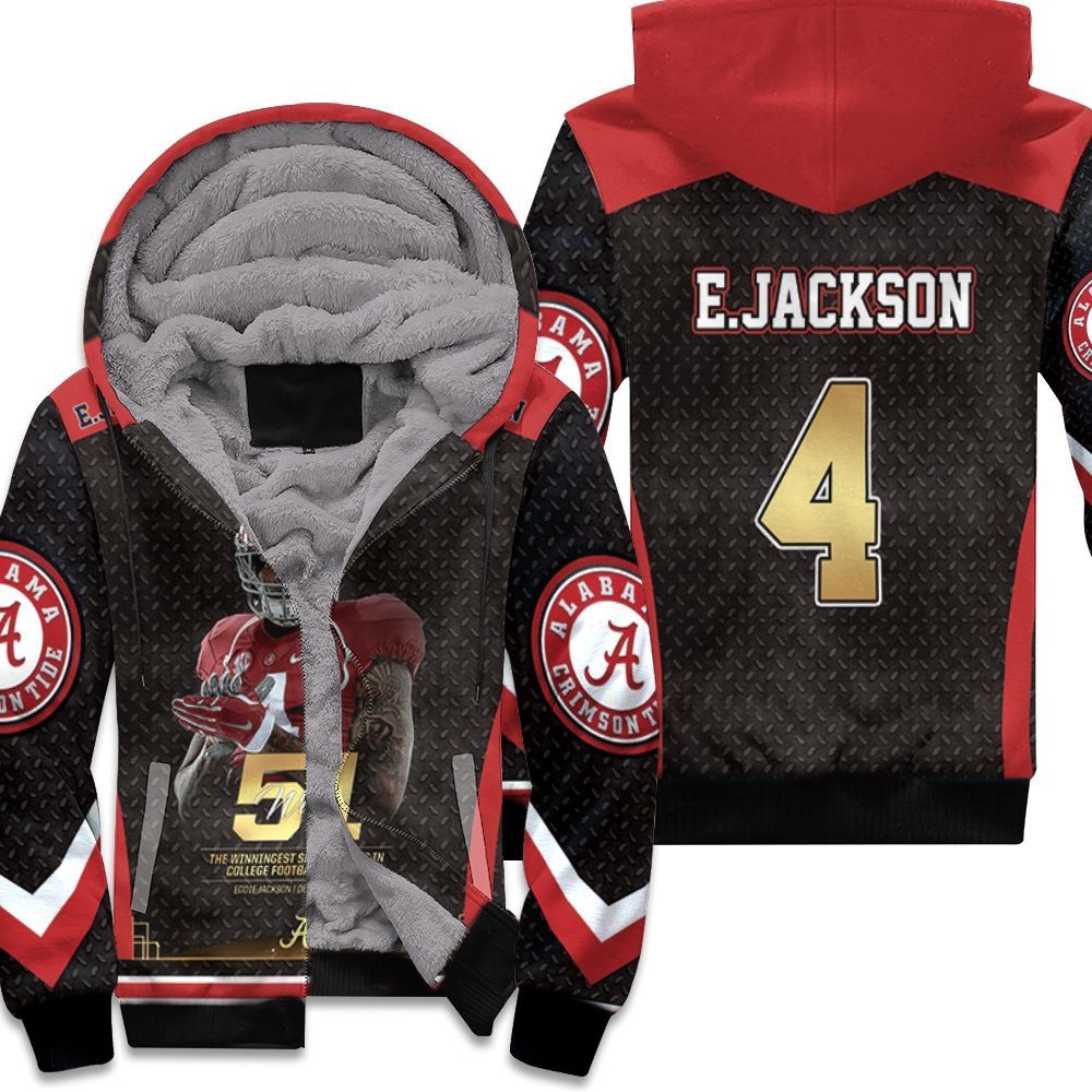 4 Alabama Crimson Tide Eddie Jackson 51 Wins Unisex Fleece Hoodie